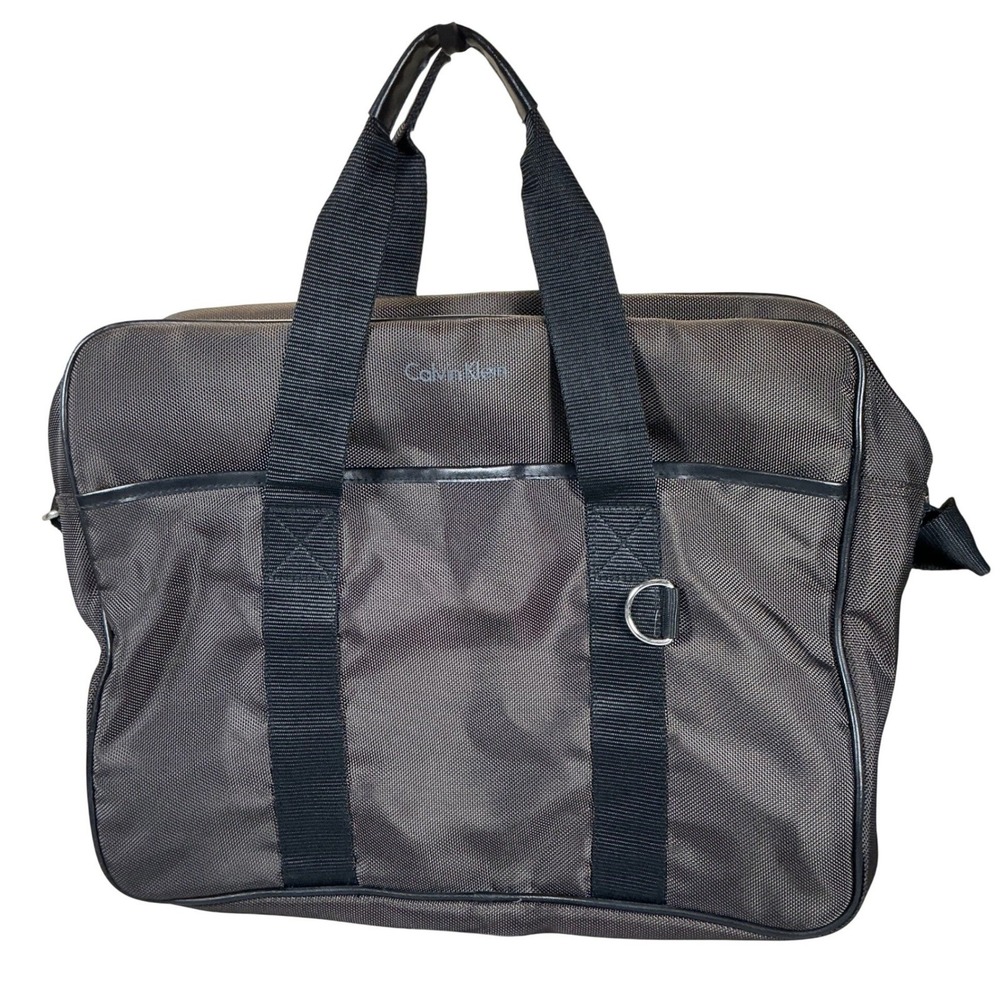 Calvin Klein‎ Brown Weekender Travel Overnight Nylon Tote Bag  EUC